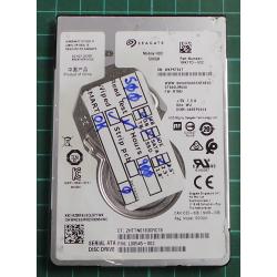 USED, Hard Disk, Seagate, Mobile HDD , ST500LM030, P/N: 1RK17D-022, Firmware: RTM2, Laptop, SATA, 500GB