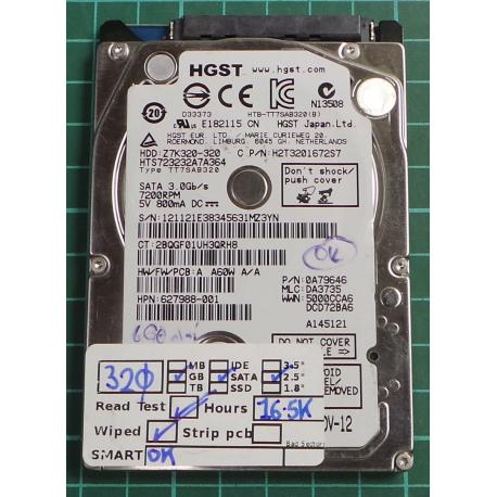 USED, Hard Disk, HGST, HTS723232A7A364, Z7K320-320, P/N: 0A79646, Laptop, SATA , 320GB