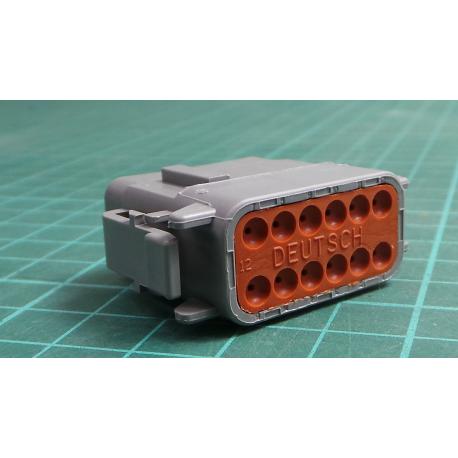 Deutsch, DTM 2 Row 12 Way Plug Connector, with Crimp Termination Method, Shell 002