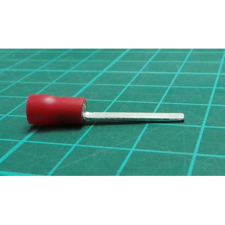 TLA, RB18, PVC Insulated Crimp, Red, Bladed, Cable Entry 0.5 - 1.5mm², Blade Length 18mm