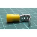 Insulated Spade Terminal, 6.3mm, Female, Piggy Back, Yellow, 4÷6mm2