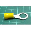 M10 Insulated Ring Terminal, Ø:10.5mm, Yellow, 4÷6mm2