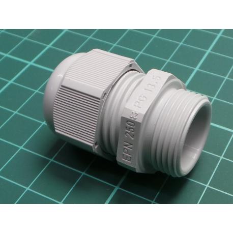 Cable gland, PG13,5, IP68, polyamide, grey, UL94V-2