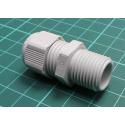 Cable gland, with long thread, M16, 1.5, IP68, polyamide, grey