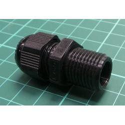 Cable gland, with long thread, PG9, IP68, polyamide, black