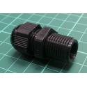 Cable gland, with long thread, PG9, IP68, polyamide, black