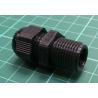 Cable gland, with long thread, PG9, IP68, polyamide, black