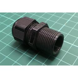 Cable gland, with long thread, PG11, IP68, polyamide, black