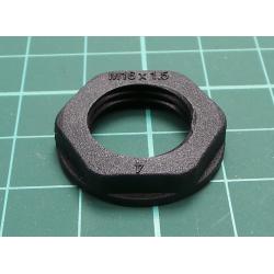 Nut, M16, polyamide, Thk: 5mm, Spanner: 17mm, black, Thread: metric