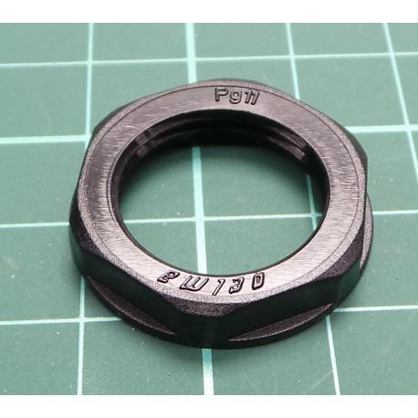Nut, PG11, polyamide, 24mm, black, Thread: PG, with flange