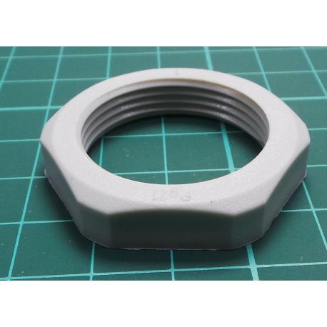 Nut, PG21, polyamide, 36mm, grey