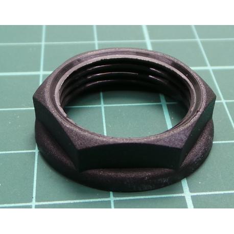 Nut, PG13,5, polyamide, 27mm, black, Thread: PG, with flange