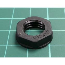 Nut, M12, polyamide, Thk: 5mm, Spanner: 17mm, black, Thread: metric