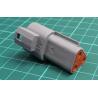 Automotive Connector Housing, Gray, DT Series, Receptacle, 3 Ways, DEUTSCH DT Series Pin Contacts, Shell 001