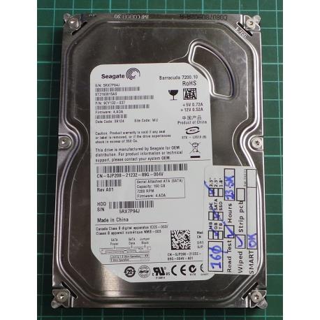 USED, Hard Disk, Seagate, Barracuda 7200.10, ST3160815AS, P/N: 9CY132-037, Firmware: 4.ADA, Desktop, SATA , 160GB