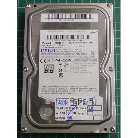 USED, Hard Disk, SAMSUNG, HD322HJ, P/N: 618931JS864910, Desktop, SATA, 320GB