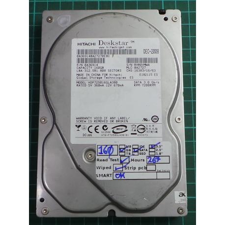 USED, Hard Disk, HITACHI, HDP725016GLA380, P/N: 0A36914, Desktop, SATA, 160GB