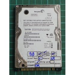 USED, Hard Disk, Seagate, LD25.2 , ST980210A, P/N: 9CV012-501, Firmware: 3.ALC, Laptop, IDE, 80GB