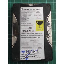 USED, Hard Disk, Seagate, U6, ST340810ACE, P/N: 9T7082-221, Firmware: 3.39, Desktop, IDE , 40GB
