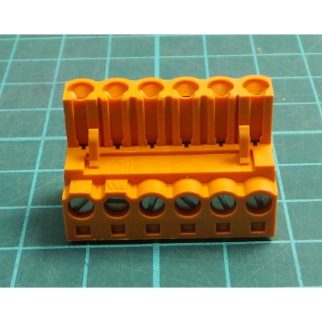 Zasouvací Svorkovnice, 5.08 mm, 6 Cest, 22AWG až 12AWG, Šroub, 15 A