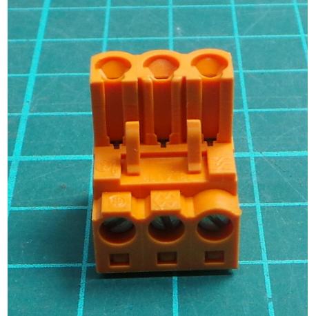 Pluggable Terminal Block, 5.08 mm, 3 Ways, 22AWG to 12AWG, Screw, 15 A