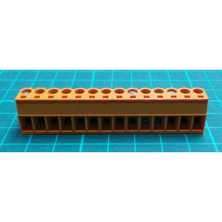 Pluggable Terminal Block, 5.08 mm, 14 Ways, 22AWG to 12AWG, Screw, 15 A