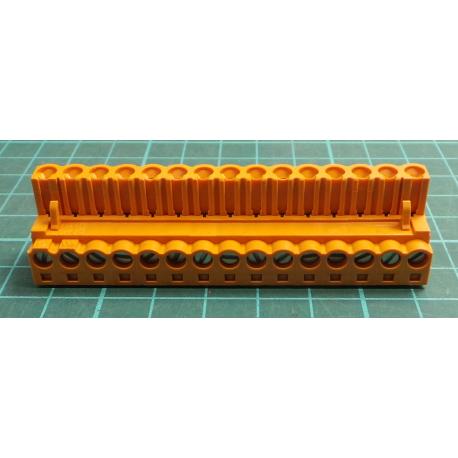 Pluggable Terminal Block, 5.08 mm, 15 Ways, 22AWG to 12AWG, Screw, 15 A