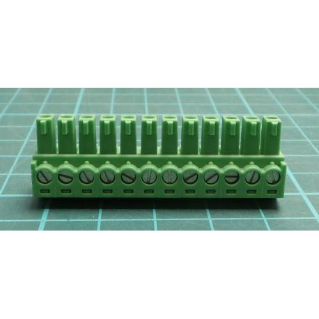 Connector: pluggable terminal block, plug, female, 8A, 160V, green