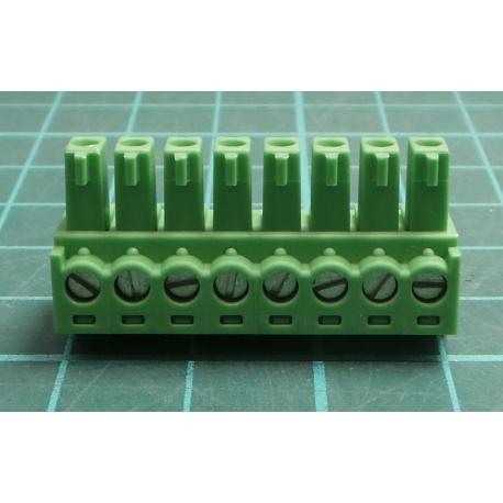 Connector: pluggable terminal block, plug, female, 8A, 160V, green