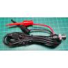 Test Leads, BNC to hooks, 1m