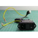 Mains power assemble, Fused Power inlet, with Switch, earthing wires and PCB connector