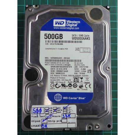 USED, Hard Disk, WD5000AAKS, WD Caviar, WD5000AAKS-00E4A0, Desktop, SATA ,500GB