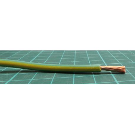 Zapojovací vodič plocha průřezu 4 mm², prameny vodičů: 52/0,3 mm, Zelená/Žlutá, 1 kV 100m H07V2-K 12 AWG RS PRO, Wire109