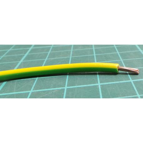 Zapojovací vodič plocha průřezu 2,5 mm², prameny vodičů: 50/0,25 mm, Zelená/Žlutá, 1 kV DC, 600 V AC 100m 14 AWG RS PRO, Wire107