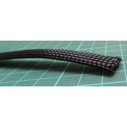 Sleeving, Expandable to 21 mm, Braided, PE (Polyester), Black, 15 mm, 82 ft