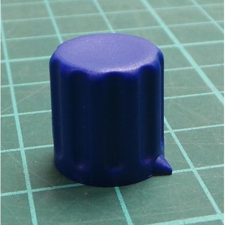 Přístrojový knoflík KP1406, 14x15mm, hřídel 6mm, tm. modrý s šipkou
