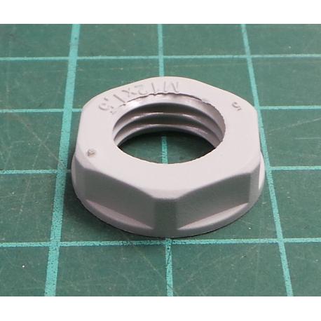 Nut, M12, polyamide, 17mm, grey, Pitch: 1.5, GNUT001