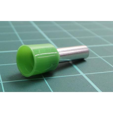 TLA, CEF612F, Single Bootlace Ferrule, Green, Cable Entry 6mm², Barrel Length 12mm