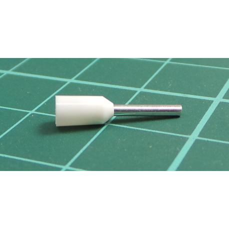 TLA, CEF508F, Single Bootlace Ferrule, White, Cable Entry 0.5mm², Barrel Length 8mm