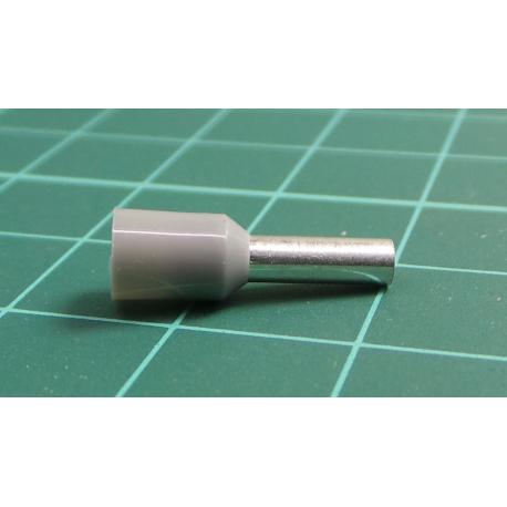 TLA, CEF2508F, Single Bootlace Ferrule, Grey, Cable Entry 2.5mm², Barrel Length 8mm