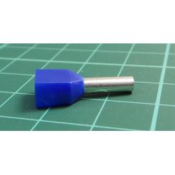 TLA, TCEF2510F, Twin Bootlace Ferrule, Blue, Cable Entry 2.5mm², Barrel Length 10mm