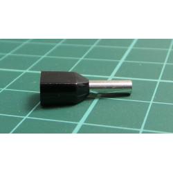 TLA, TCEF1508F, Twin Bootlace Ferrule, Black, Cable Entry 1.5mm², Barrel Length 8mm