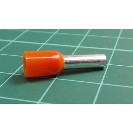 TLA, CEF409F, Single Bootlace Ferrule, Orange, Cable Entry 4mm², Barrel Length 9mm