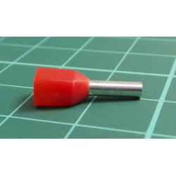 TLA, TCEF108F, Twin Bootlace Ferrule, Red, Cable Entry 1mm², Barrel Length 8mm