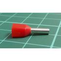 TLA, TCEF108F, Twin Bootlace Ferrule, Red, Cable Entry 1mm², Barrel Length 8mm