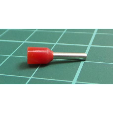 TLA, CEF108F, Single Bootlace Ferrule, Red, Cable Entry 1mm², Barrel Length 8mm
