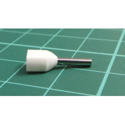 TLA, TCEF508F, Twin Bootlace Ferrule, White, Cable Entry 0.5mm², Barrel Length 8mm