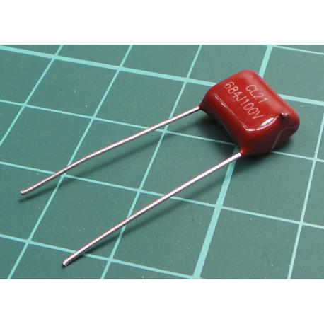 Capacitor: polyester, 680nF, 100VDC, 10mm, ±10%, 12x6.8x11mm, MKT