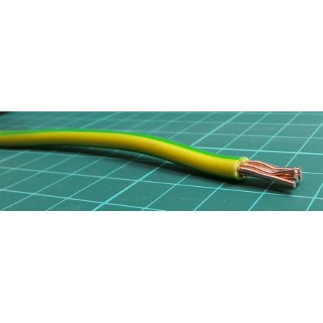 Wire, Stranded, 6491X Conduit, PVC, Green, Yellow, 6 mm², 328 ft, Wire108