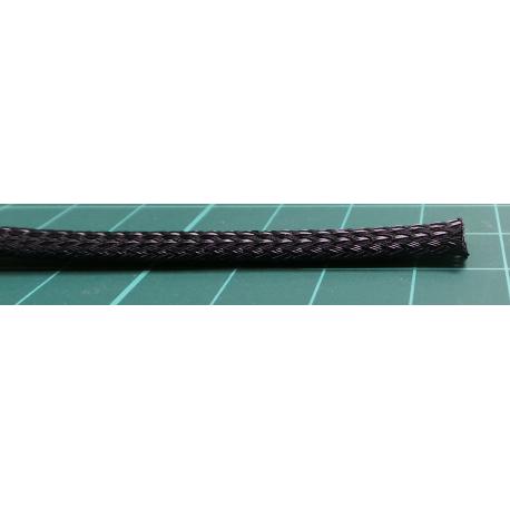 Sleeving, Expandable to 15 mm, Braided, PE (Polyester), Black, 10 mm, 164 ft